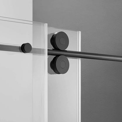 Serene Valley 60 x 74 Inch Big Roller Frameless Sliding Shower Door, Matte Black - 280495
