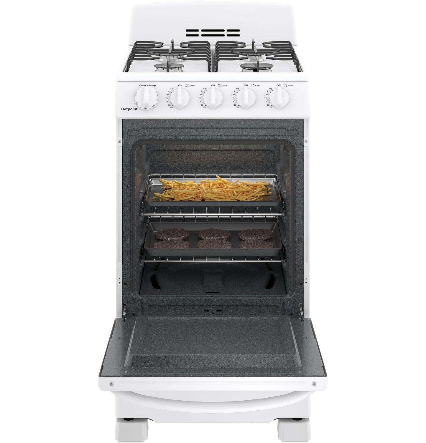 HOTPOINT 20" Front-Control Free-Standing Gas Range with Sealed Burners - RGAS200DMWW-KT