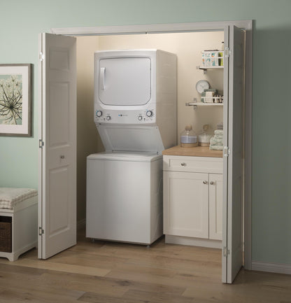 GE Unitized Spacemaker Washer & Electric Dryer, 3.8 cu. ft. Washer - GUD27ESSMWW-KT