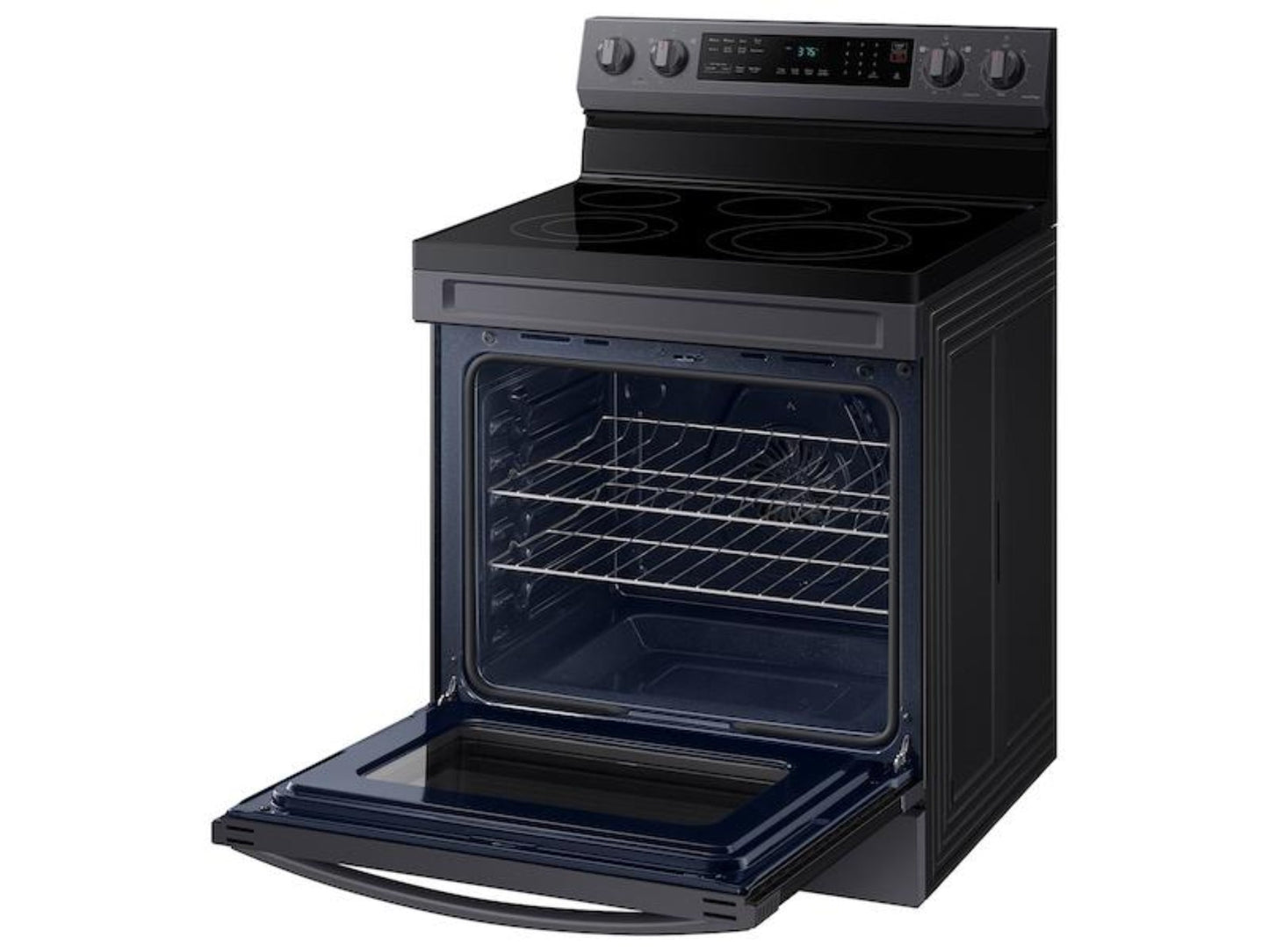 SAMSUNG 6.3 cu. ft. Smart Freestanding Electric Range with No-Preheat Air Fry & Convection in Black Stainless Steel - NE63A6511SG-KT