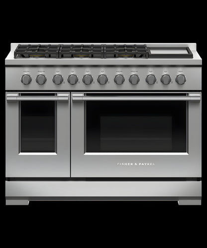 FISHER & PAYKEL RGV3486GDN Gas Range, 48", 6 Burners with Griddle - RGV3486GDN-KT
