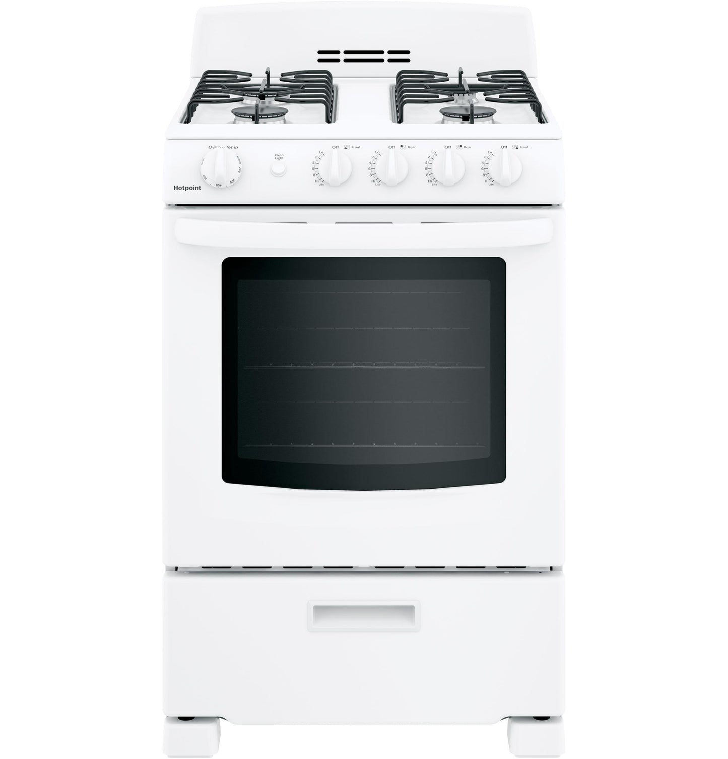 HOTPOINT 24" Front-Control Free-Standing Gas Range with Large Window - RGAS300DMWW-KT