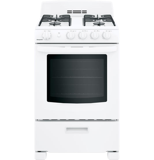 HOTPOINT 24" Front-Control Free-Standing Gas Range with Large Window - RGAS300DMWW-KT