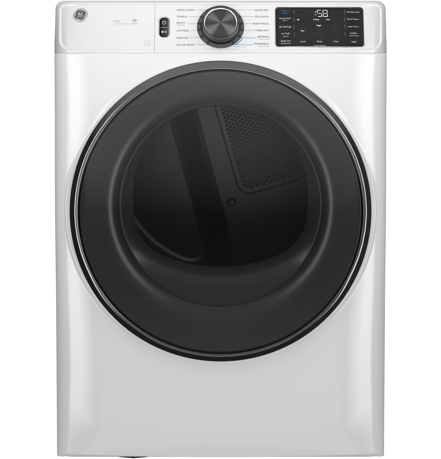 GE APPLIANCES GFD65ESSVWW GE(R) 7.8 cu. ft. Capacity Smart Front Load Electric Dryer with Steam and Sanitize Cycle - GFD65ESSVWW-KT