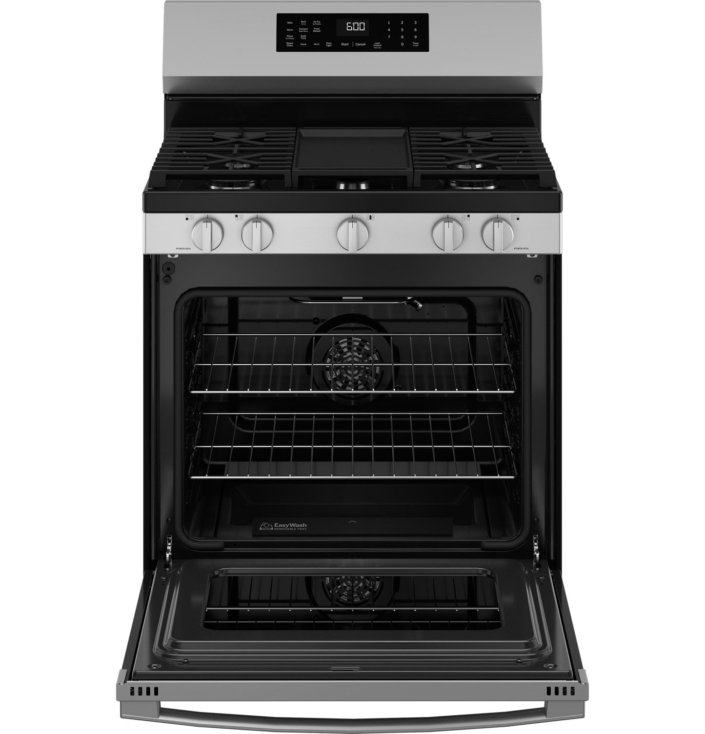 GE APPLIANCES GGF600AVSS GE(R) 30" Free-Standing Gas Convection Range with No Preheat Air Fry and EasyWash(TM) Oven Tray - GGF600AVSS-KT