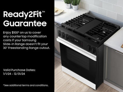 SAMSUNG Bespoke 6.0 cu. ft. Smart Slide-In Gas Range with Air Fry & Precision Knobs in White Glass - NSG6DB830012-KT
