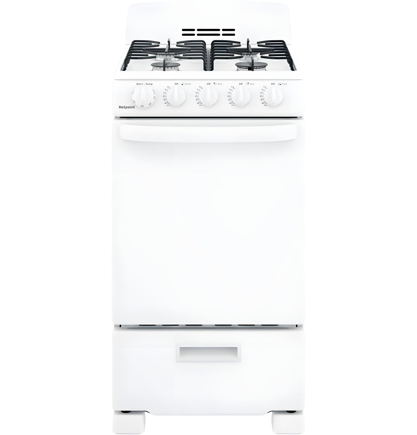 HOTPOINT 20" Front-Control Free-Standing Gas Range with Sealed Burners - RGAS200DMWW-KT