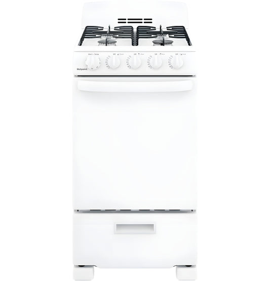 HOTPOINT 20" Front-Control Free-Standing Gas Range with Sealed Burners - RGAS200DMWW-KT