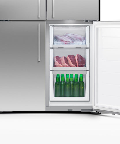 FISHER & PAYKEL RF203QDUVX1 Freestanding Quad Door Refrigerator Freezer, 36", 18.9 cu ft, Ice & Water - RF203QDUVX1-KT