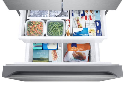 SAMSUNG 25 cu. ft. 33" 3-Door French Door Refrigerator with Dual Auto Ice Maker in Stainless Steel - RF25C5151SR-KT