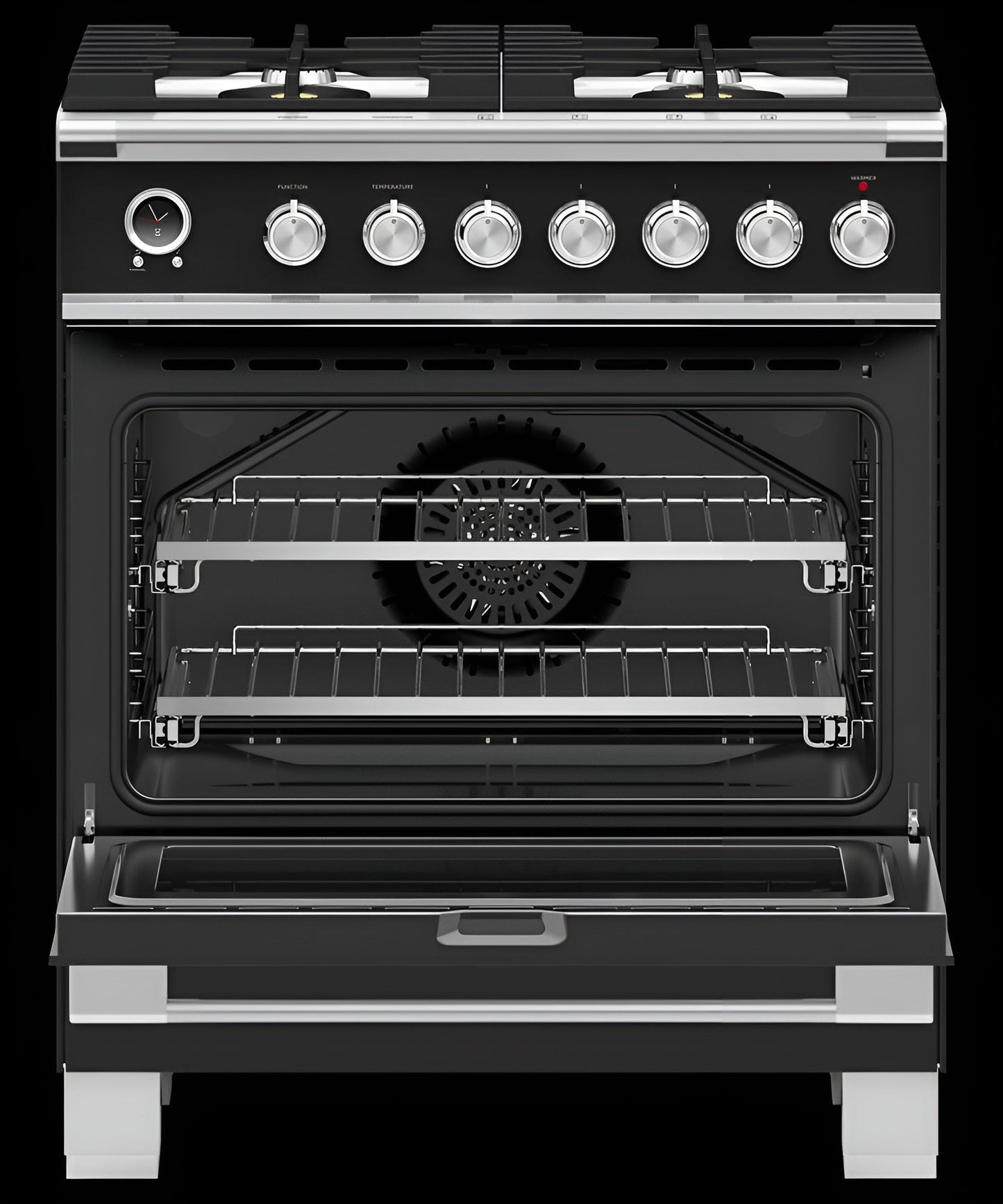 FISHER & PAYKEL OR30SCG6B1 Dual Fuel Range, 30", 4 Burners, Self-cleaning - OR30SCG6B1-KT