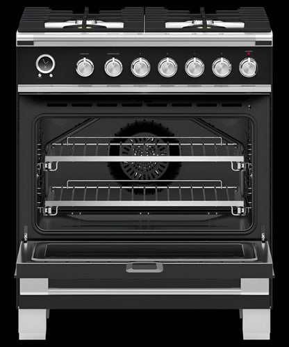 FISHER & PAYKEL OR30SCG6B1 Dual Fuel Range, 30", 4 Burners, Self-cleaning - OR30SCG6B1-KT