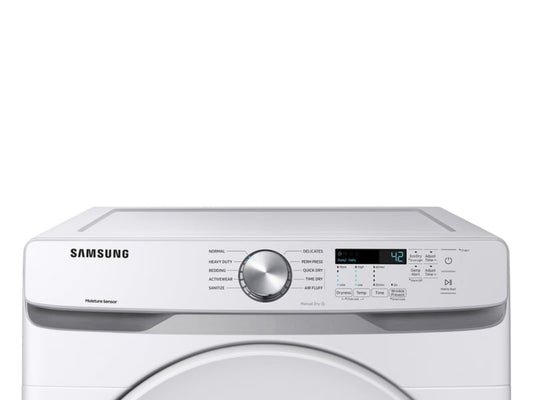 SAMSUNG DVE45T6000W 7.5 cu. ft. Electric Dryer with Sensor Dry in White - DVE45T6000W-KT