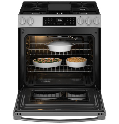 GE APPLIANCES GGS600AVFS GE(R) 30" Slide-In Front-Control Convection Gas Range with No Preheat Air Fry and EasyWash(TM) Oven Tray - GGS600AVFS-KT