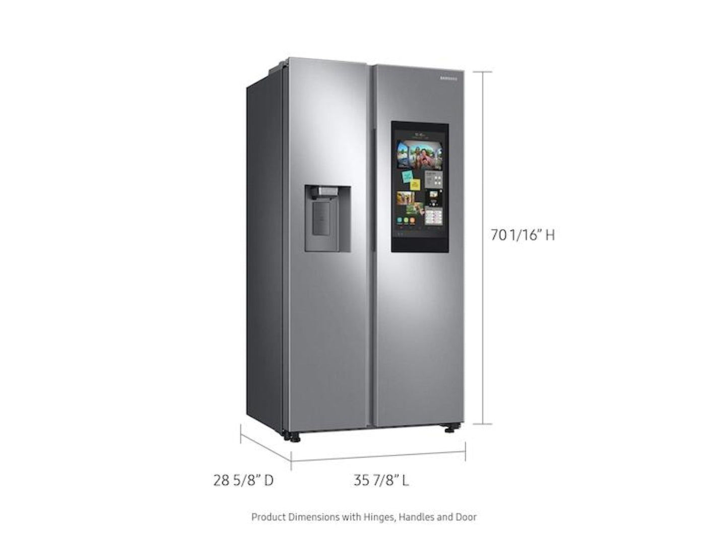 SAMSUNG 22 cu. ft. Counter Depth Side-by-Side Refrigerator with Touch Screen Family Hub™ in Stainless Steel - RS22T5561SR-KT