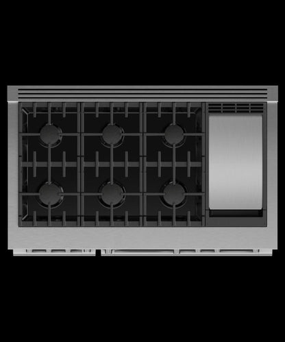 FISHER & PAYKEL RGV3486GDL Gas Range, 48", 6 Burners with Griddle - RGV3486GDL-KT