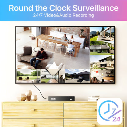 Zosi C225 4K 8CH 4 Camera Spotlight Security Camera System + 2TB Hard Drive - C225 4K 8CH 4