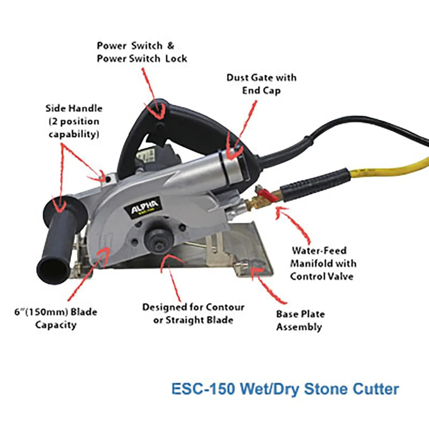 Alpha Tools ESC-150 6" Electric Wet/Dry Stone Cutter - ESC-150
