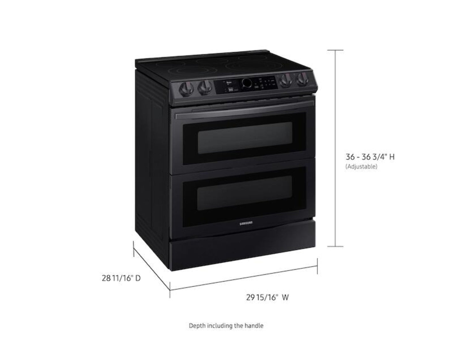 SAMSUNG 6.3 cu ft. Smart Slide-in Electric Range with Smart Dial, Air Fry, & Flex Duo™ in Black Stainless Steel - NE63T8751SG-KT