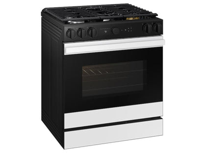 SAMSUNG Bespoke 6.0 cu. ft. Smart Slide-In Gas Range with Air Sous Vide & Air Fry in White Glass - NSG6DB850012-KT