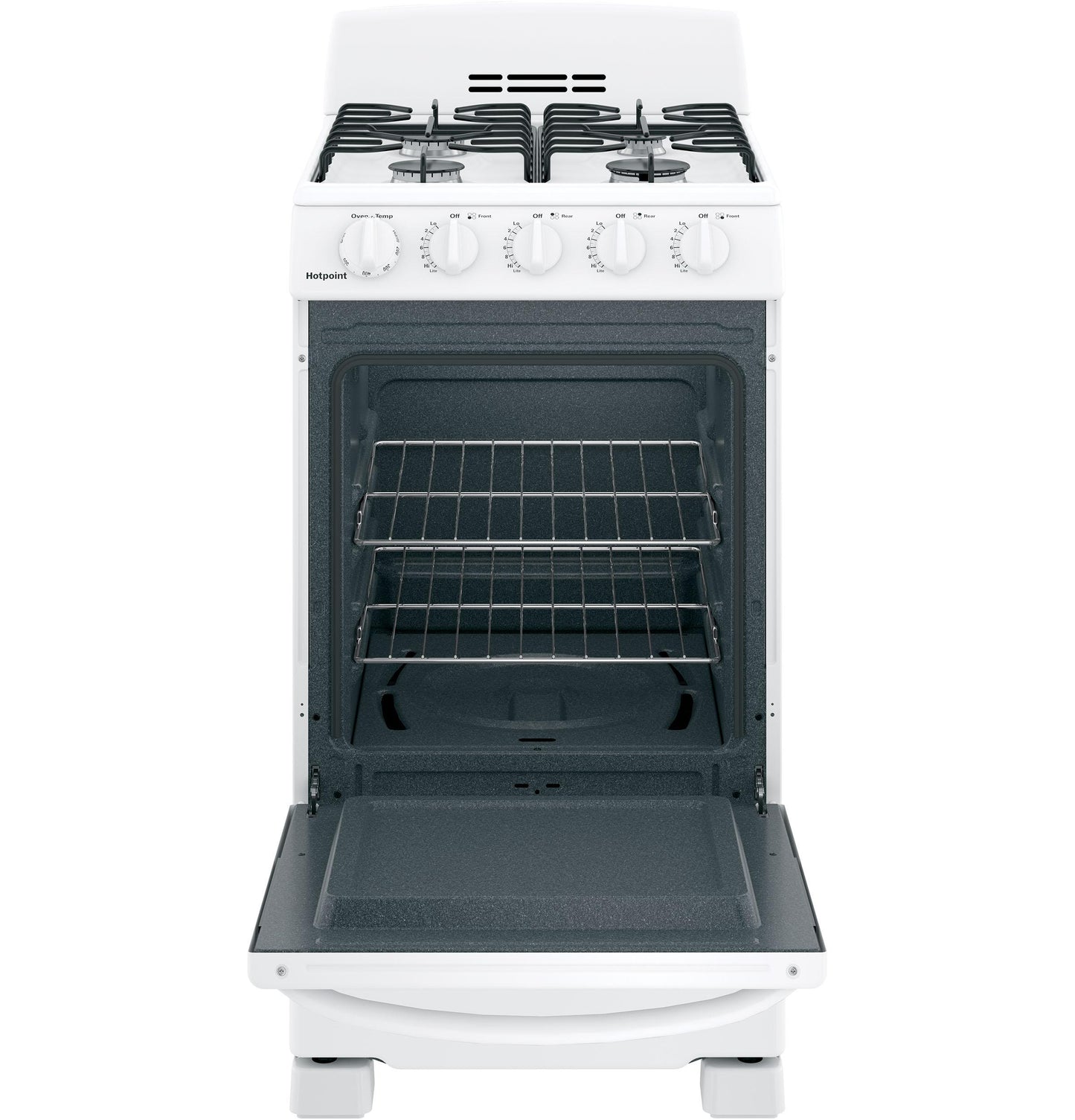 HOTPOINT 20" Front-Control Free-Standing Gas Range with Sealed Burners - RGAS200DMWW-KT
