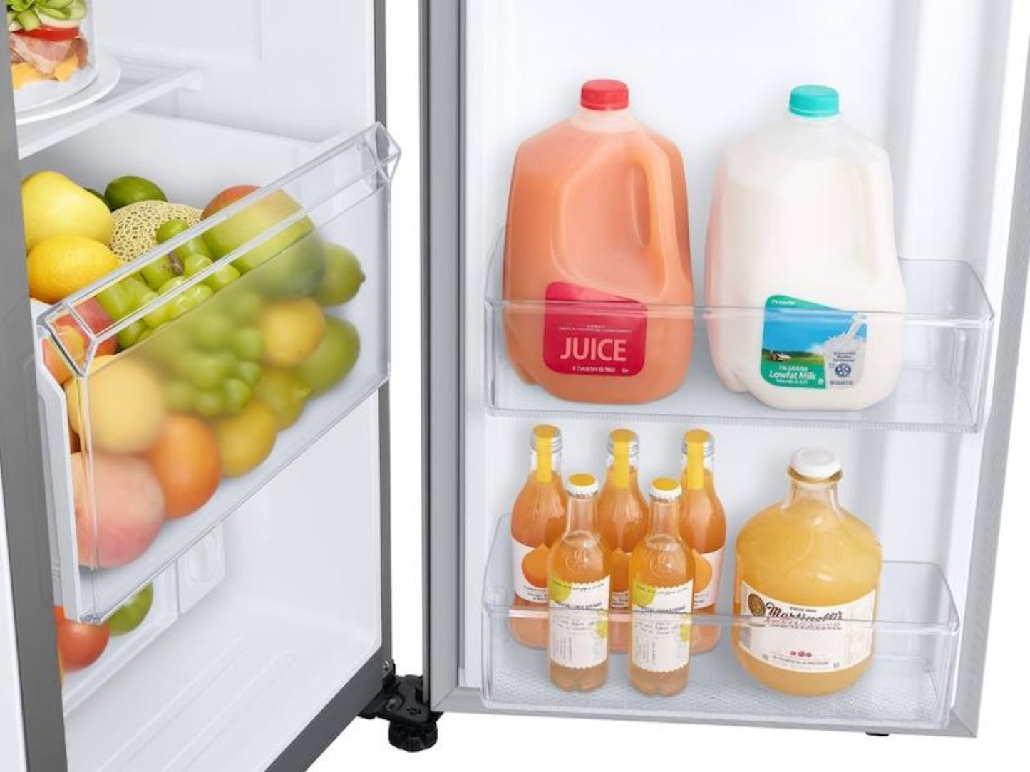 SAMSUNG 26.7 cu. ft. Large Capacity Side-by-Side Refrigerator with Touch Screen Family Hub™ in Stainless Steel - RS27T5561SR-KT