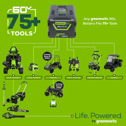 Greenworks 60V 20" Cordless Battery 3.2kW Chainsaw w/ 8.0Ah Battery & Rapid Charger - 2026202
