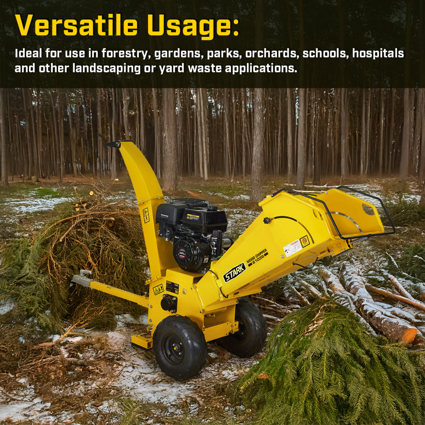 Stark USA 14HP Wood Chipper Gas 420cc Leaf Shredder Mulcher with Towbar/Tail - 61039