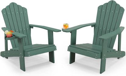 Tangkula Oversized Adirondack Chair, Patio Lounge Chairs w/Adjustable Cup Holder - NP10983BK