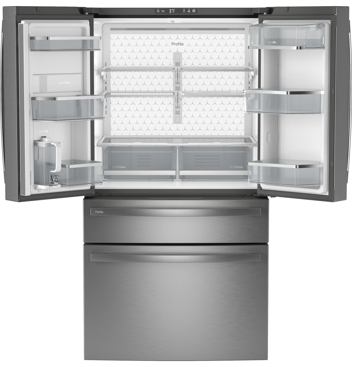 GE 23.2 Cu. Ft. Smart 4-Door French-Door Fridge, Counter-Depth - PJE23BYWFS-KT