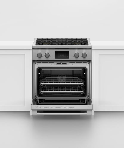 FISHER & PAYKEL RDV3304N Dual Fuel Range, 30", 4 Burners, Self-cleaning - RDV3304N-KT