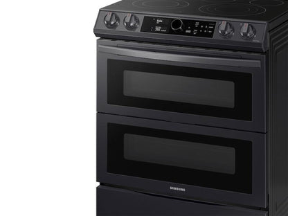 SAMSUNG 6.3 cu ft. Smart Slide-in Electric Range with Smart Dial, Air Fry, & Flex Duo™ in Black Stainless Steel - NE63T8751SG-KT