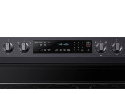 SAMSUNG 6.3 cu. ft. Smart Freestanding Electric Range with No-Preheat Air Fry, Convection+ & Griddle in Black Stainless Steel - NE63A6711SG-KT