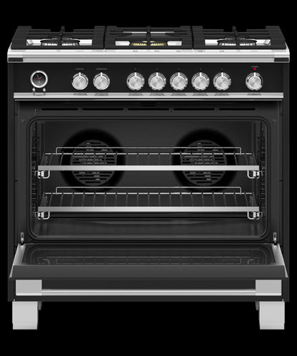 FISHER & PAYKEL OR36SCG6B1 Dual Fuel Range, 36", 5 Burners, Self-cleaning - OR36SCG6B1-KT