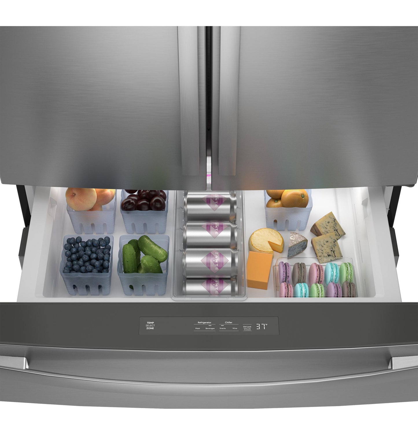 GE 23.2 Cu. Ft. Smart 4-Door French-Door Fridge, Counter-Depth - PJE23BYWFS-KT