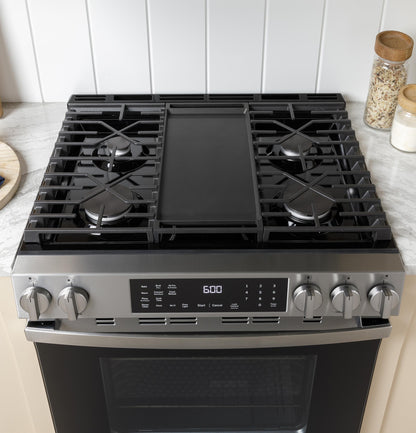 GE APPLIANCES GGF600AVSS GE(R) 30" Free-Standing Gas Convection Range with No Preheat Air Fry and EasyWash(TM) Oven Tray - GGF600AVSS-KT