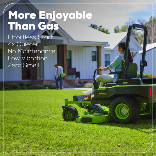 Greenworks 80V 60" MaximusZ Zero Turn Lawn Mower w/ (4) 8Ah Batteries, (2) 16Ah Batteries & 1.5kW Wall Charger - 7423502