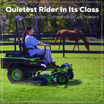 Greenworks 80V 60" MaximusZ Zero Turn Lawn Mower w/ (4) 8Ah Batteries, (2) 16Ah Batteries & 1.5kW Wall Charger - 7423502