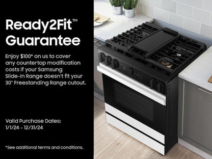 SAMSUNG Bespoke 6.0 cu. ft. Smart Slide-In Gas Range with Air Sous Vide & Air Fry in White Glass - NSG6DB850012-KT