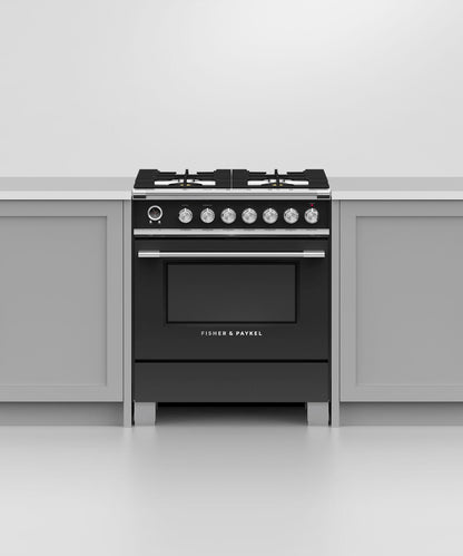 FISHER & PAYKEL OR30SCG6B1 Dual Fuel Range, 30", 4 Burners, Self-cleaning - OR30SCG6B1-KT