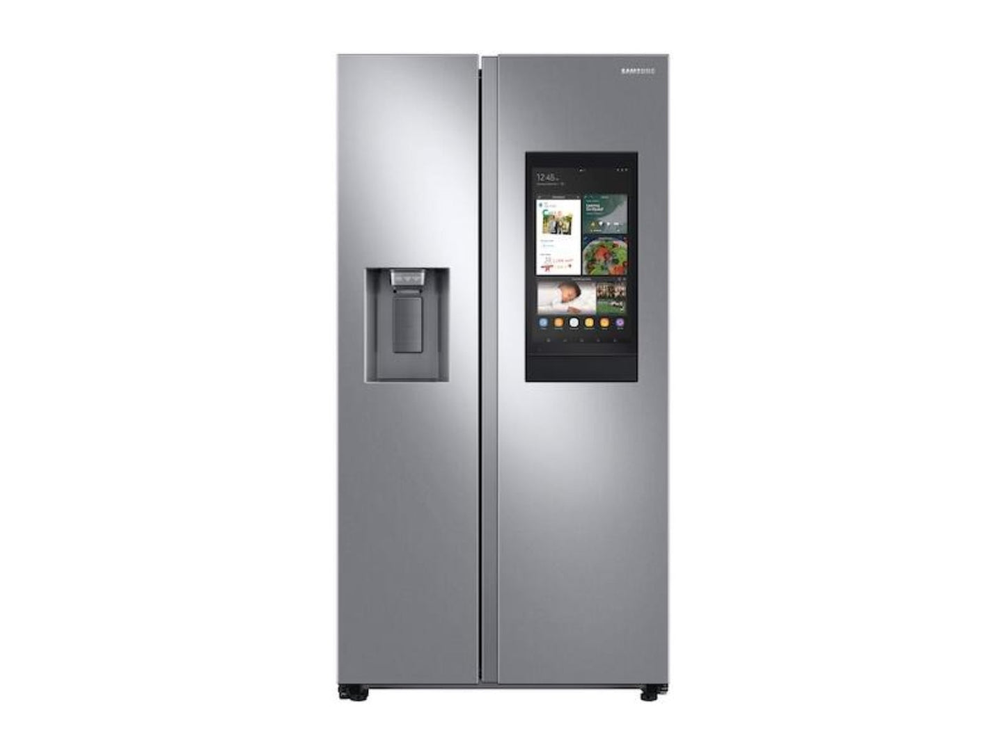 SAMSUNG 26.7 cu. ft. Large Capacity Side-by-Side Refrigerator with Touch Screen Family Hub™ in Stainless Steel - RS27T5561SR-KT