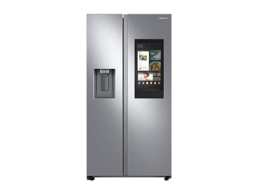 SAMSUNG 26.7 cu. ft. Large Capacity Side-by-Side Refrigerator with Touch Screen Family Hub™ in Stainless Steel - RS27T5561SR-KT