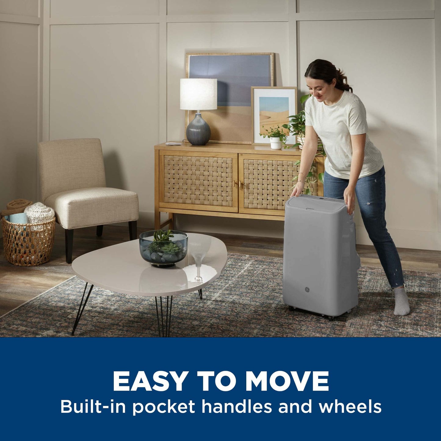 GE APPLIANCES APWD07JASG GE(R) 7,500 BTU Smart Portable Air Conditioner with Dehumidifier and Remote, Grey - APWD07JASG-KT