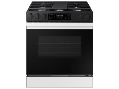 SAMSUNG Bespoke 6.0 cu. ft. Smart Slide-In Gas Range with Air Fry & Precision Knobs in White Glass - NSG6DB830012-KT