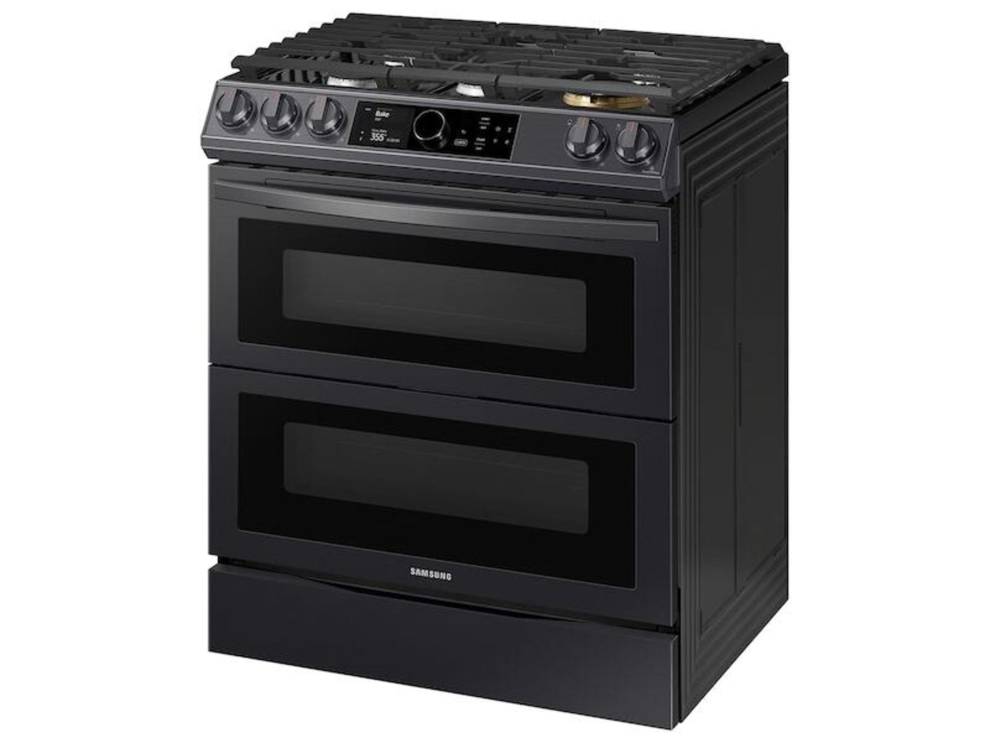 SAMSUNG 6.0 cu ft. Smart Slide-in Gas Range with Flex Duo(TM), Smart Dial & Air Fry in Black Stainless Steel - NX60T8751SG-KT