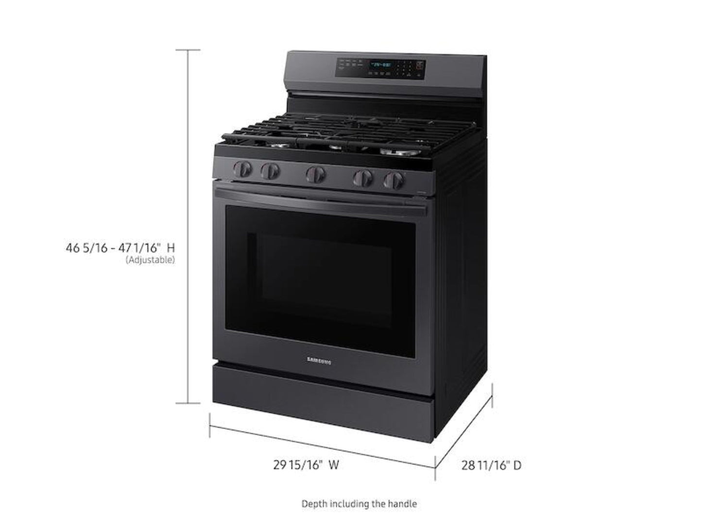 SAMSUNG  6.0 cu. ft. Smart Freestanding Gas Range with No-Preheat Air Fry and Convection+ in Black Stainless Steel - NX60A6711SG-KT