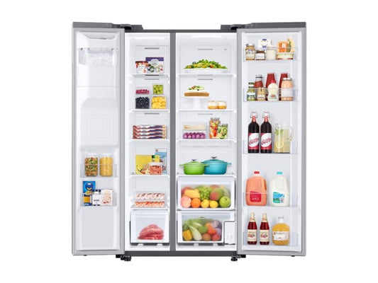 SAMSUNG 27.4 cu. ft. Large Capacity Side-by-Side Refrigerator in Stainless Steel - RS27T5200SR-KT