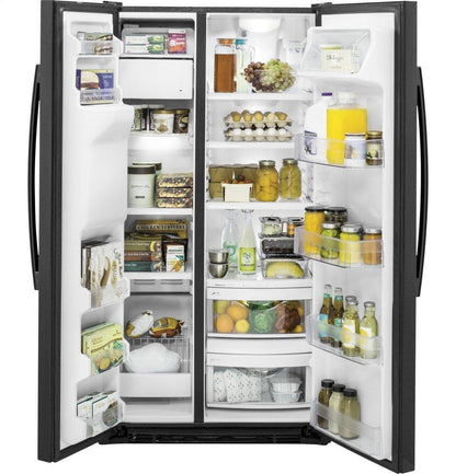 GE APPLIANCES GZS22DGJBB GE® 21.9 Cu. Ft. Counter-Depth Side-By-Side Refrigerator - GZS22DGJBB-KT
