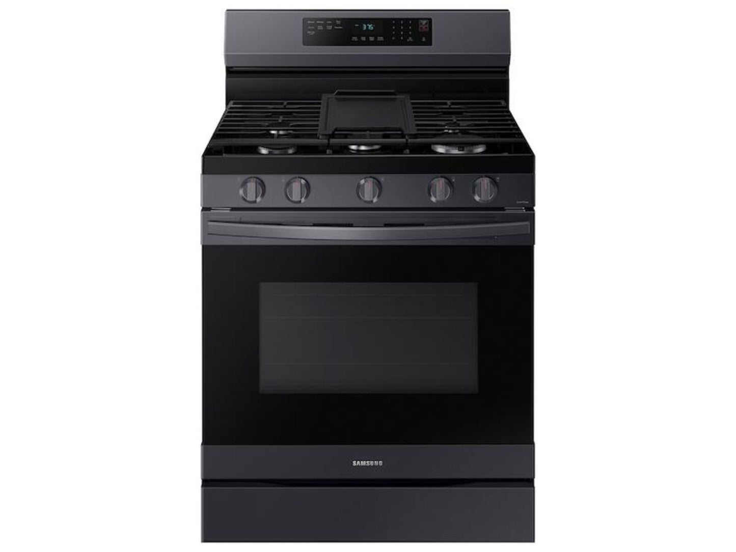 SAMSUNG 6.0 cu. ft. Smart Freestanding Gas Range with No-Preheat Air Fry & Convection in Black Stainless Steel - NX60A6511SG-KT