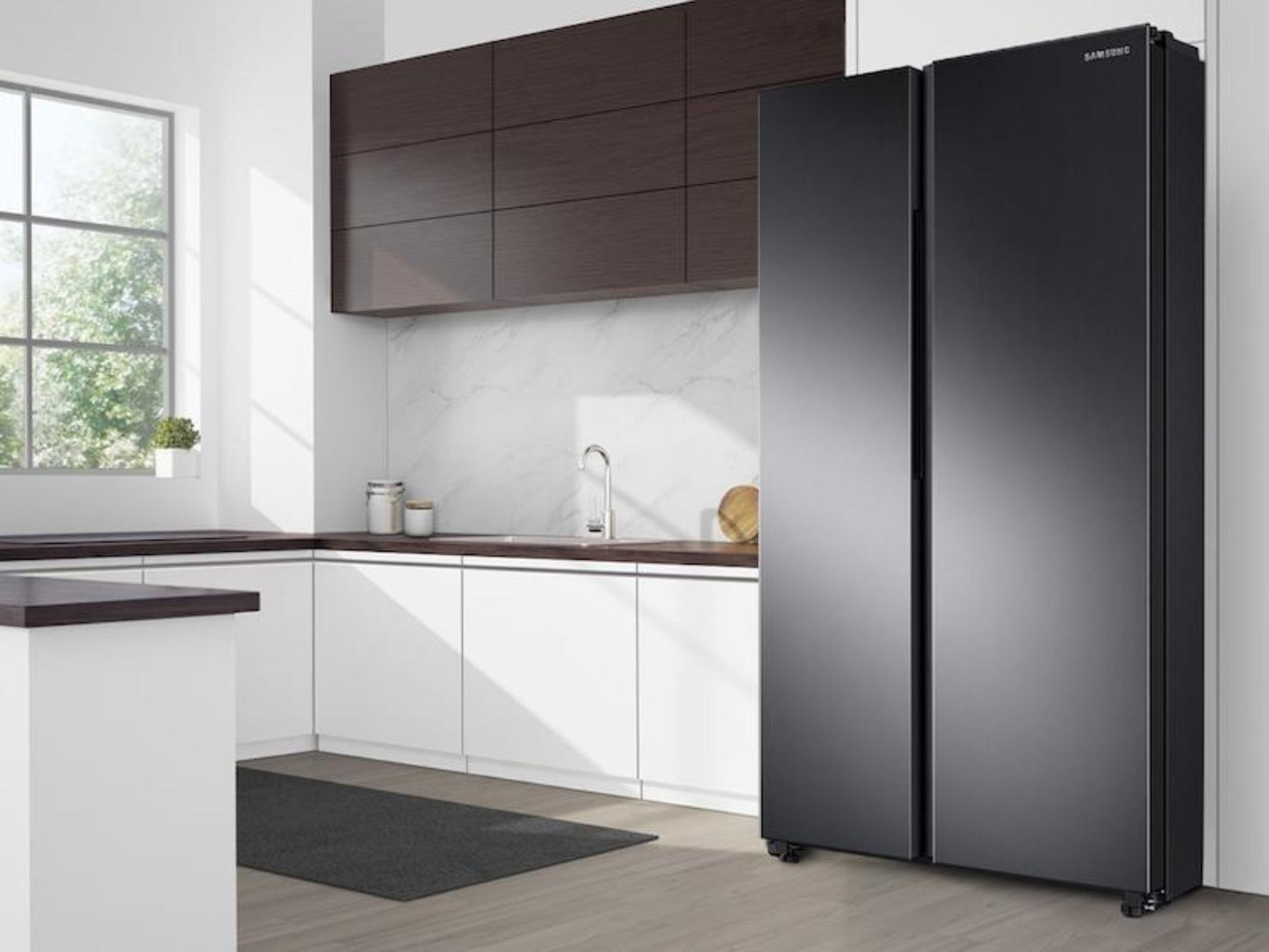 SAMSUNG  28 cu. ft. Smart Side-by-Side Refrigerator in Black Stainless Steel - RS28A500ASG-KT